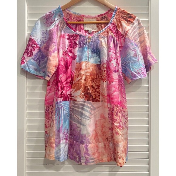 Johnny Was ESME Floral Patchwork Peasant Floral Blouse Womens Top SIZE XS Boho - Picture 5 of 13